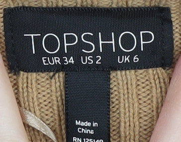 Topshop Women's Beige Wrap Jumper UK 6