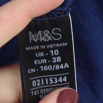 Marks & Spencer Women's Blue Blouse, UK 10, Short Sleeve