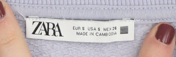 Zara Women's Blue Pullover Sweatshirt, S, Ruffle Accents