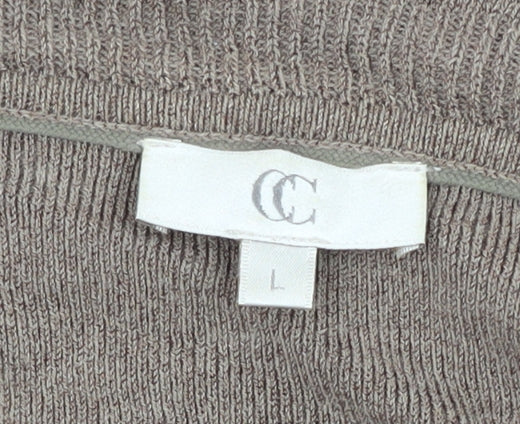 Country Casuals Women's Brown Ruffle Cardigan, Size L, Casual Autumn Knit