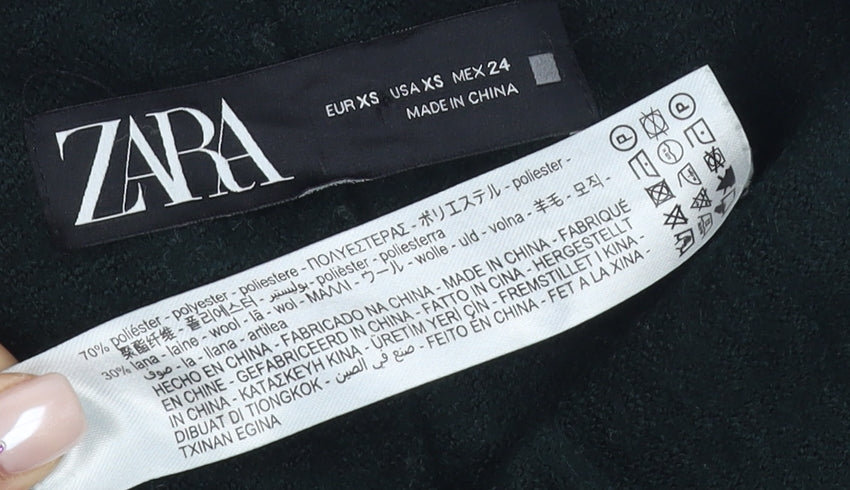 Zara Women's Black Pea Coat Size 6 Wool Blend Long