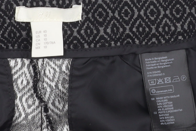 H&M Women's Black Geometric Trousers Size 12