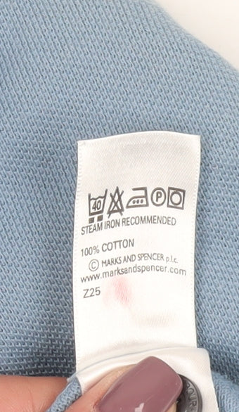 Marks & Spencer Men's Blue Polo Medium Short Sleeve