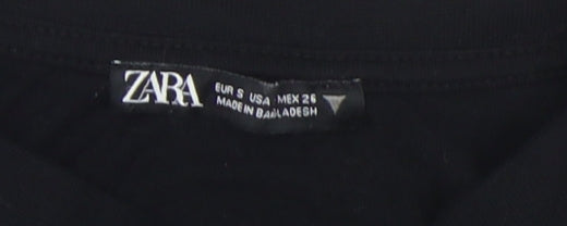 Zara Women's Black Cropped T-Shirt Size 10