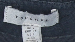 Topshop Women’s Black Cropped T-Shirt, Size 8
