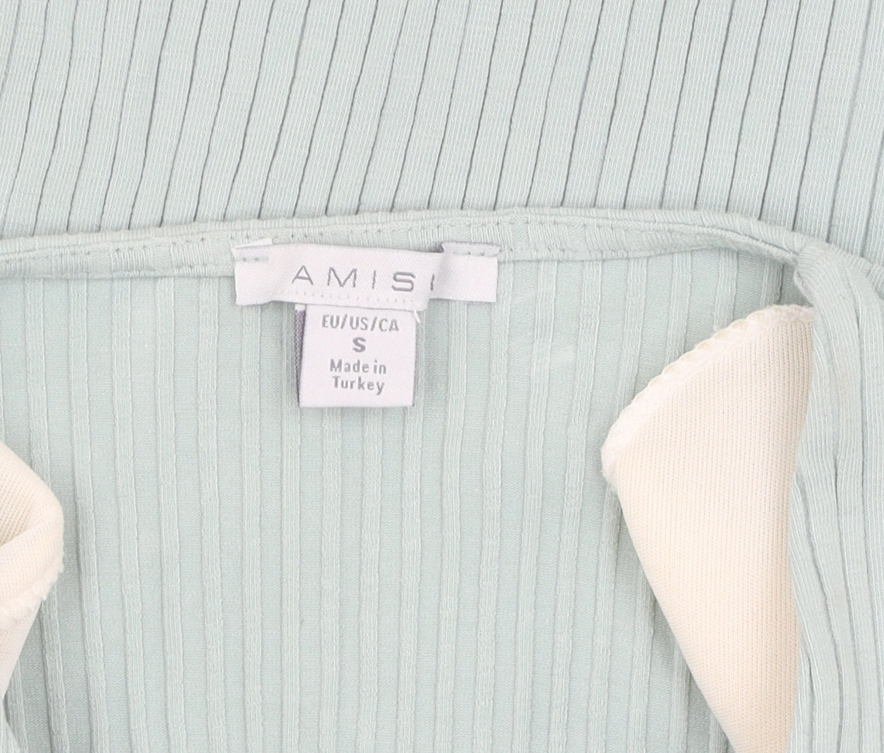 Amisu Women's Green V-Neck Long Sleeve Top