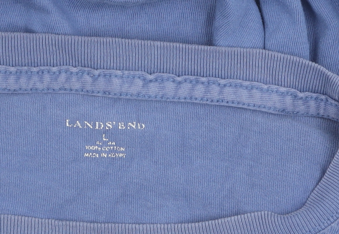 Lands' End Men's Blue Pullover Cotton Sweatshirt L