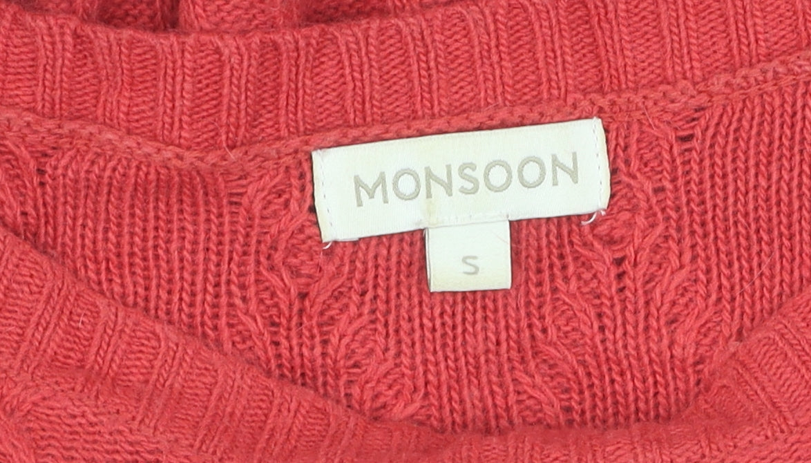 Monsoon Women's Red Cable-Knit Jumper, Size S