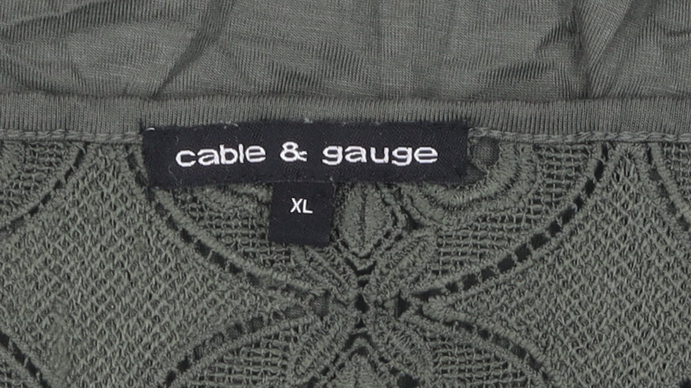 Cable & Gauge Women's Green XL Blouse Short Sleeve