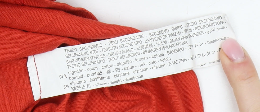 Zara Women's Red Sleeveless Crew Neck T-Shirt