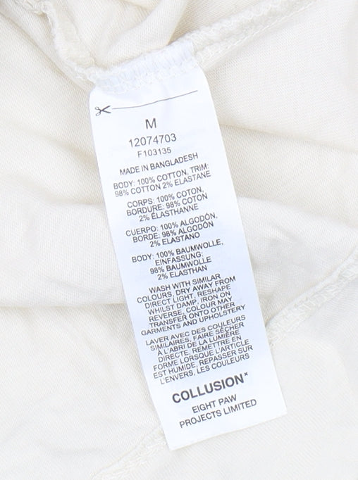 Collusion Men's Beige Cotton Crew Neck T-Shirt M
