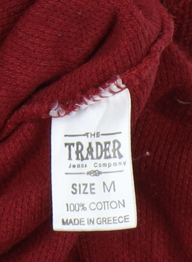 The Trader Co. Men's Red Polo Medium 1/4 Zip Cotton