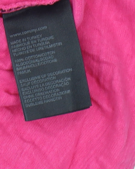 Hilfiger Denim Women's Pink V-Neck T-Shirt - Size M