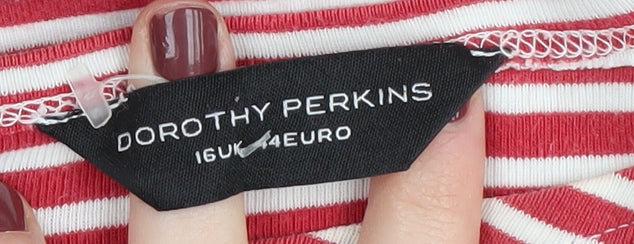 Dorothy Perkins Women's Red Striped Boat Neck T-Shirt
