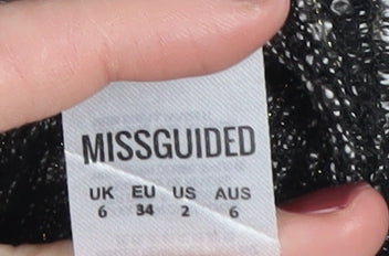 Missguided Women's Black Cropped Mock Neck Blouse, Size 6