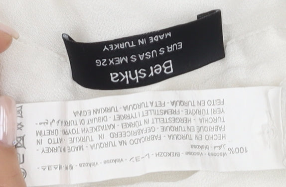 Bershka Women's White Button-Up Shirt, Size S, Casual