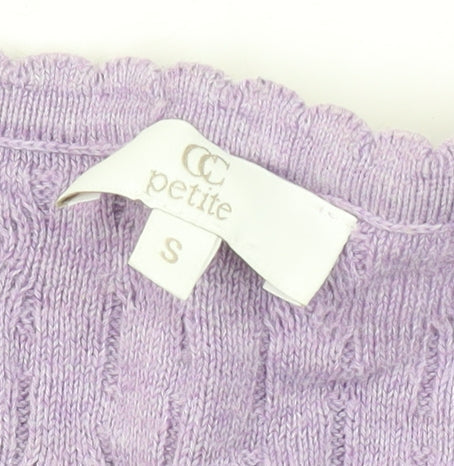 Country Casuals Petite Women's Purple Cable Knit V-Neck Pullover Jumper - Small