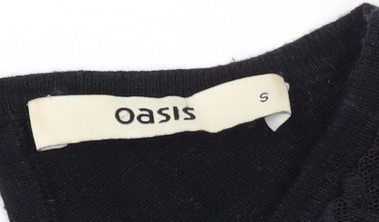 Oasis Women's Black Blouse S Solid Basic Casual