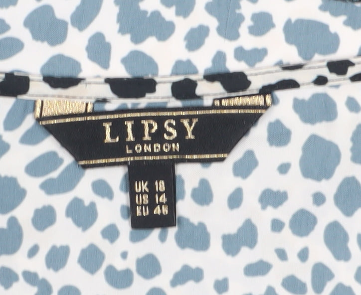 Lipsy Women's Leopard Print Long Sleeve Blouse - Size 18