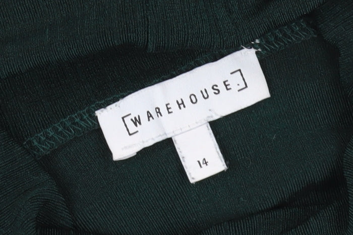 Warehouse Women's Green Roll Neck T-Shirt Size 14