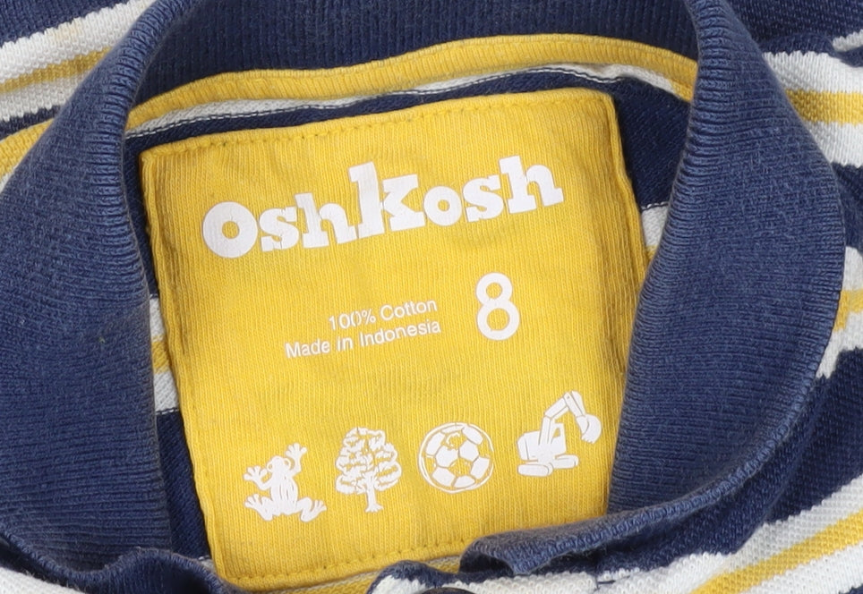 OshKosh Boys Blue Striped Polo Shirt 8 Years - New