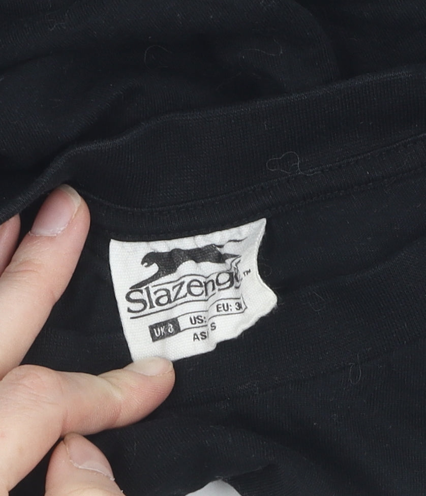 Slazenger Women's Black T-Shirt UK 8 Short Sleeve Crew Basic