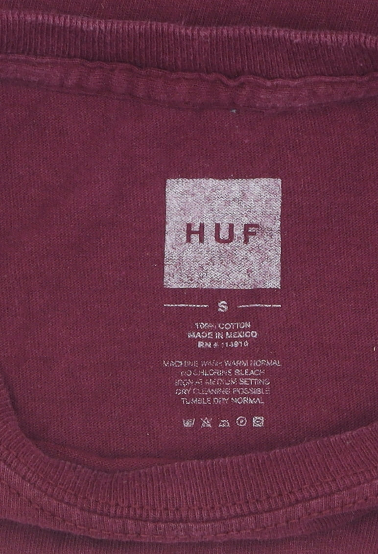 HUF Men's Red Small Logo Cotton T-Shirt