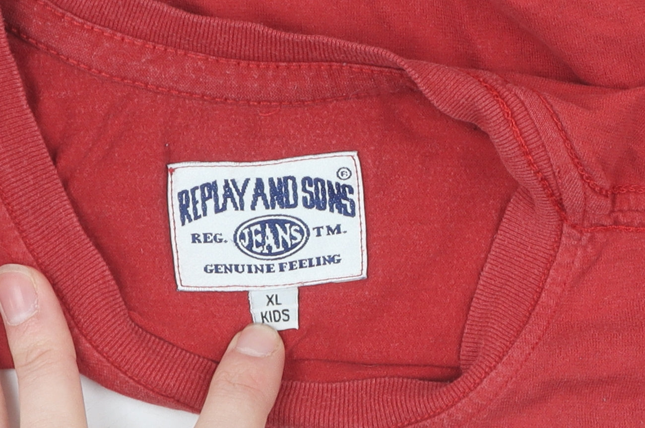 Replay and Sons Teens Red XL Pullover Logo Jumper