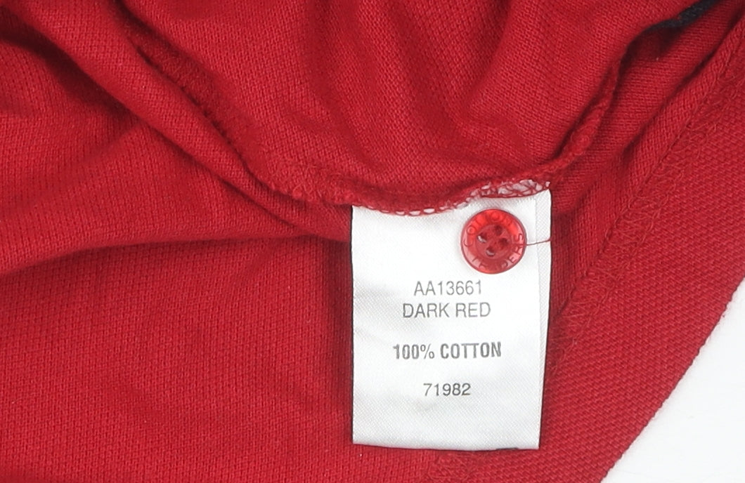 Cotton Traders Men's Red Henley Sweatshirt L