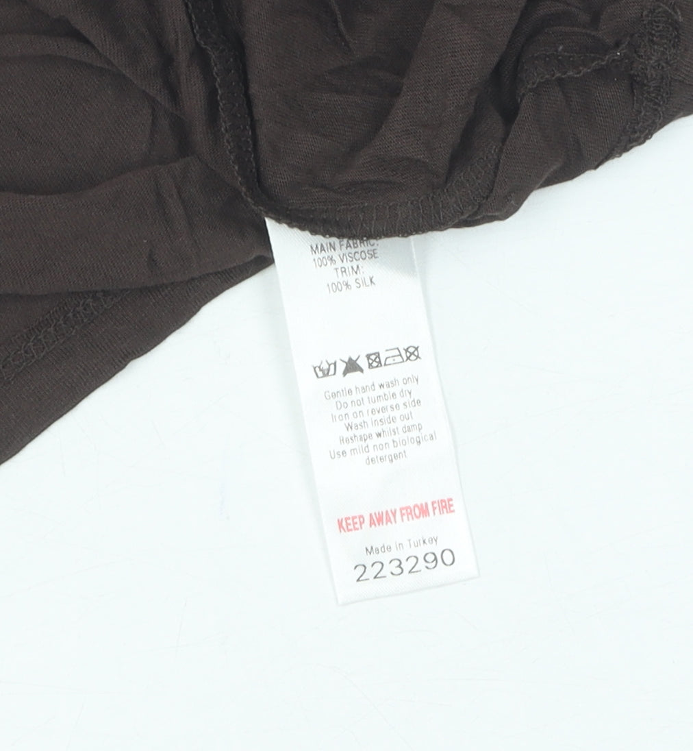 Monsoon Women's Brown Viscose Silk T-Shirt, Size 8