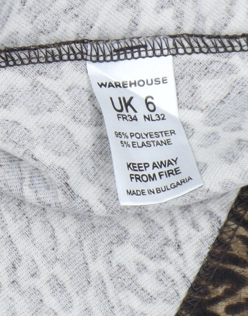 Warehouse Women's Brown Animal Print Blouse, Size 6