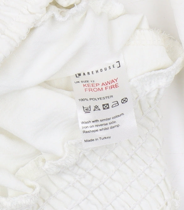 Warehouse White Ruffle Blouse for Women Size 12