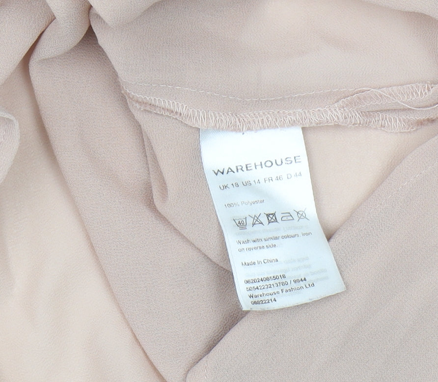 Warehouse Women Beige Button-Up Blouse Size 18