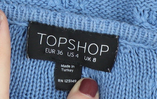 Topshop Women's Blue Cardigan Open-Knit UK 8