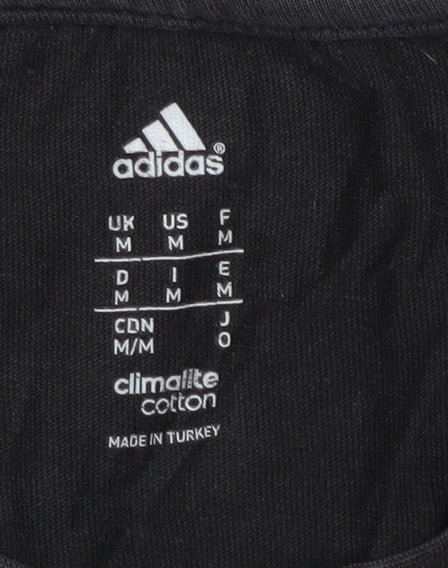 Brand and care label for adidas Men's Black Medium Logo Crew Neck T-Shirt