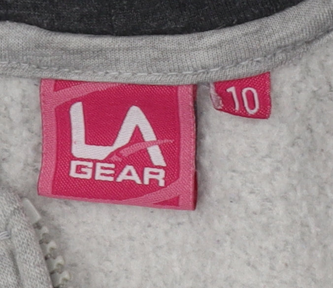 LA Gear Women's Grey Full Zip Hoodie Size 10