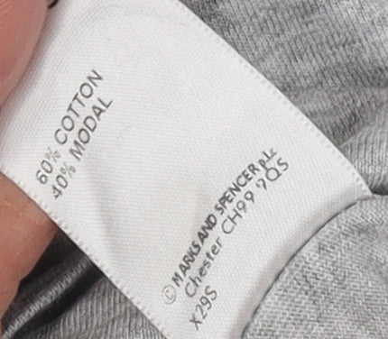 Marks & Spencer Women's Grey Cropped Button-Up Top, Size 16