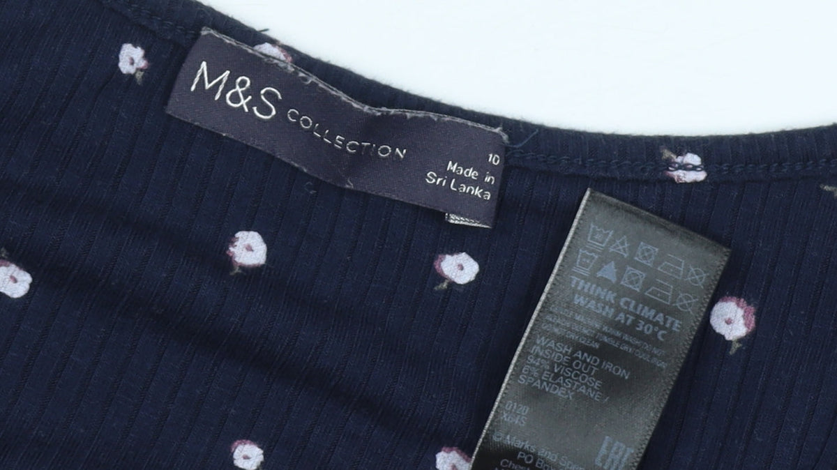 Marks & Spencer Women's Blue Floral Blouse Size 10