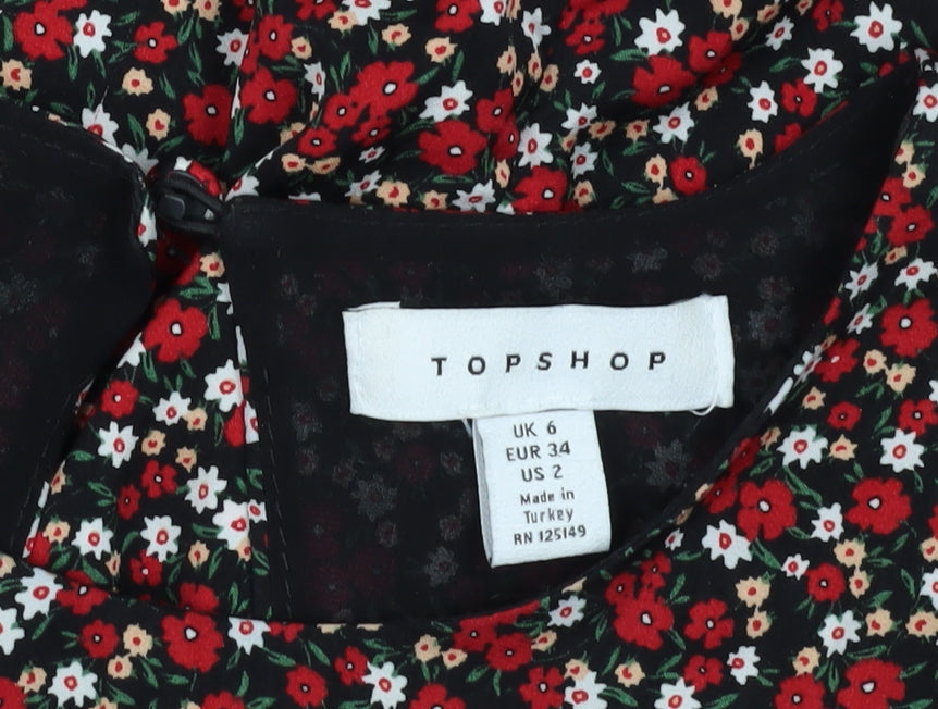 Topshop Women's Multicoloured Floral Shift Dress Size 6