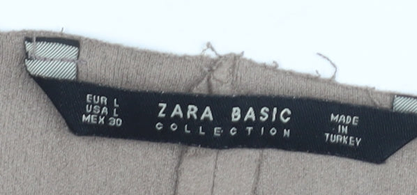 Zara Women's Beige Basic Jacket, Size L, Casual Open Style
