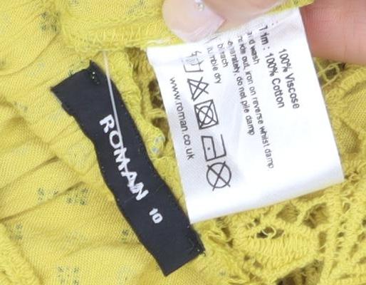 Roman Women's Yellow Crochet Casual Dress, Size 10