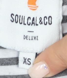 SoulCal Women’s XS Grey Striped Ringer T-Shirt