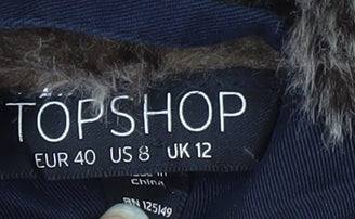 Topshop Women's Black Hooded Puffer Jacket Size 12