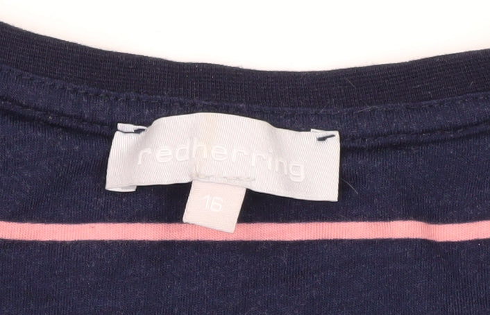 Red Herring Women's Multicoloured Striped T-Shirt Size 16