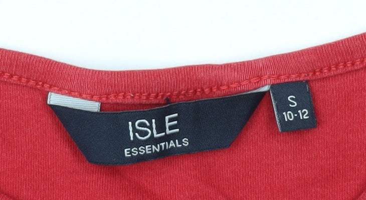 ISLE Women's Red Christmas Top, S, Long Sleeve, Embroidered