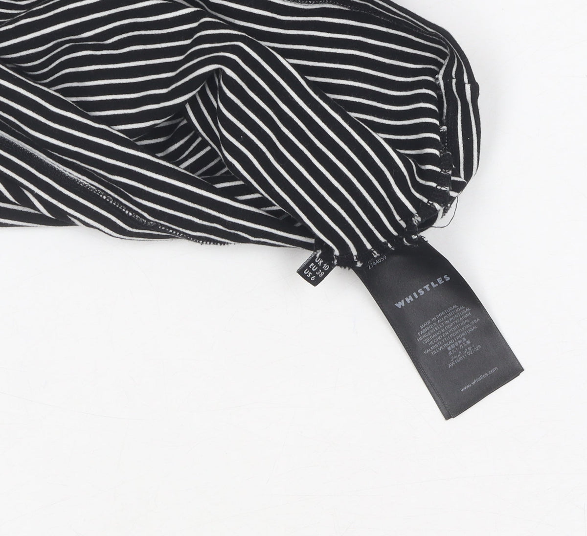 Whistles Women's Black Striped Jersey Top Size 10