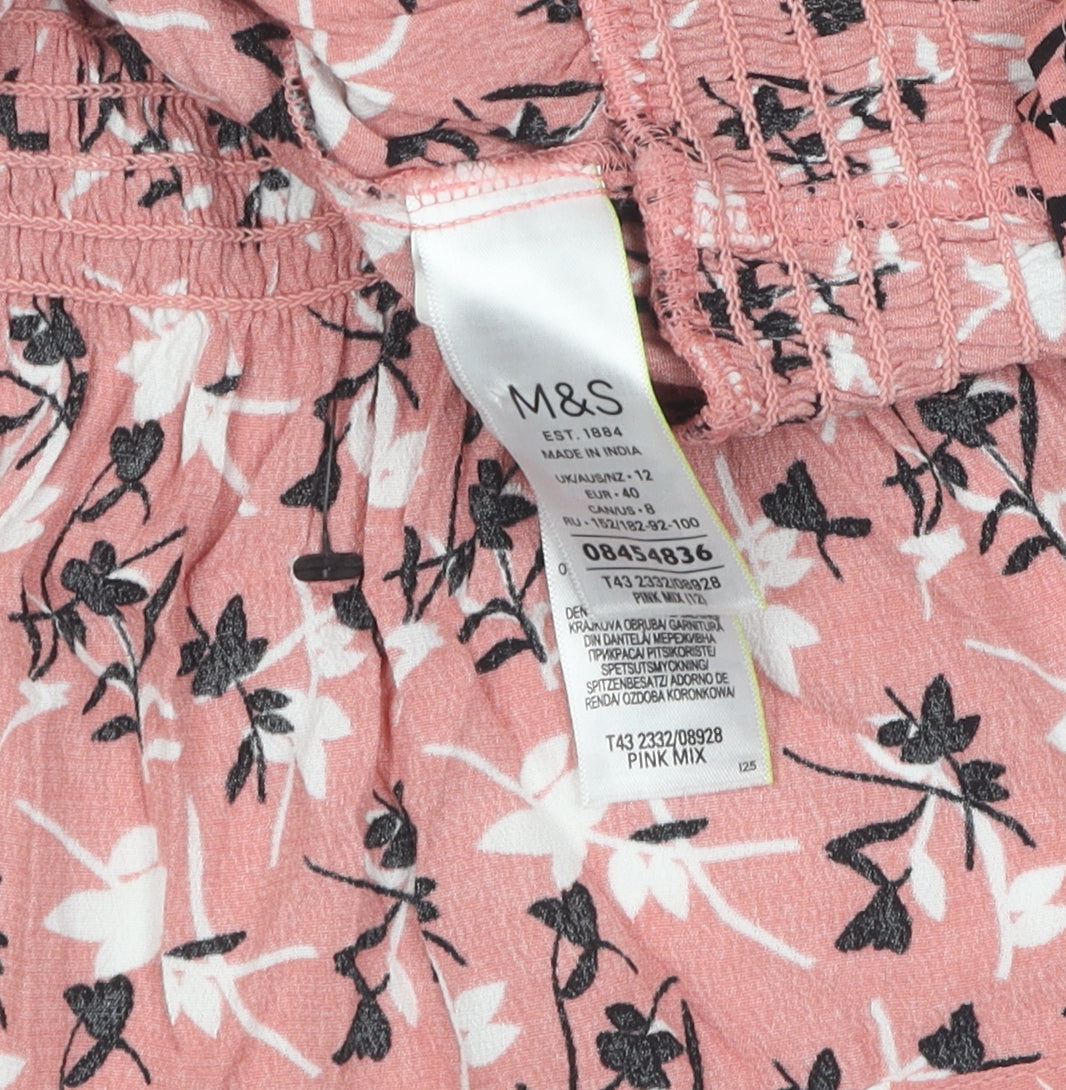 Marks & Spencer Women's Pink Floral Blouse Size 12