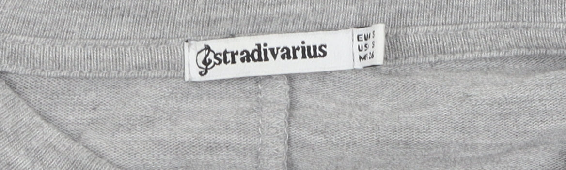 Stradivarius Women's Grey Beaded Crew Neck Pullover - Size 10