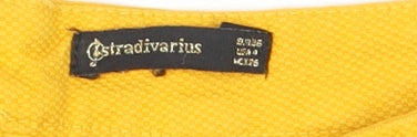 Stradivarius Women's Yellow Pleated Short Skirt