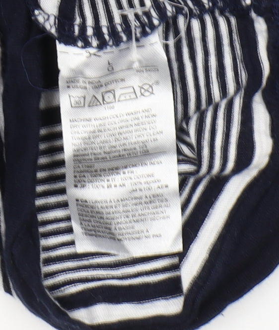 Gap Mens Blue Striped Crew Neck Cotton T-Shirt L